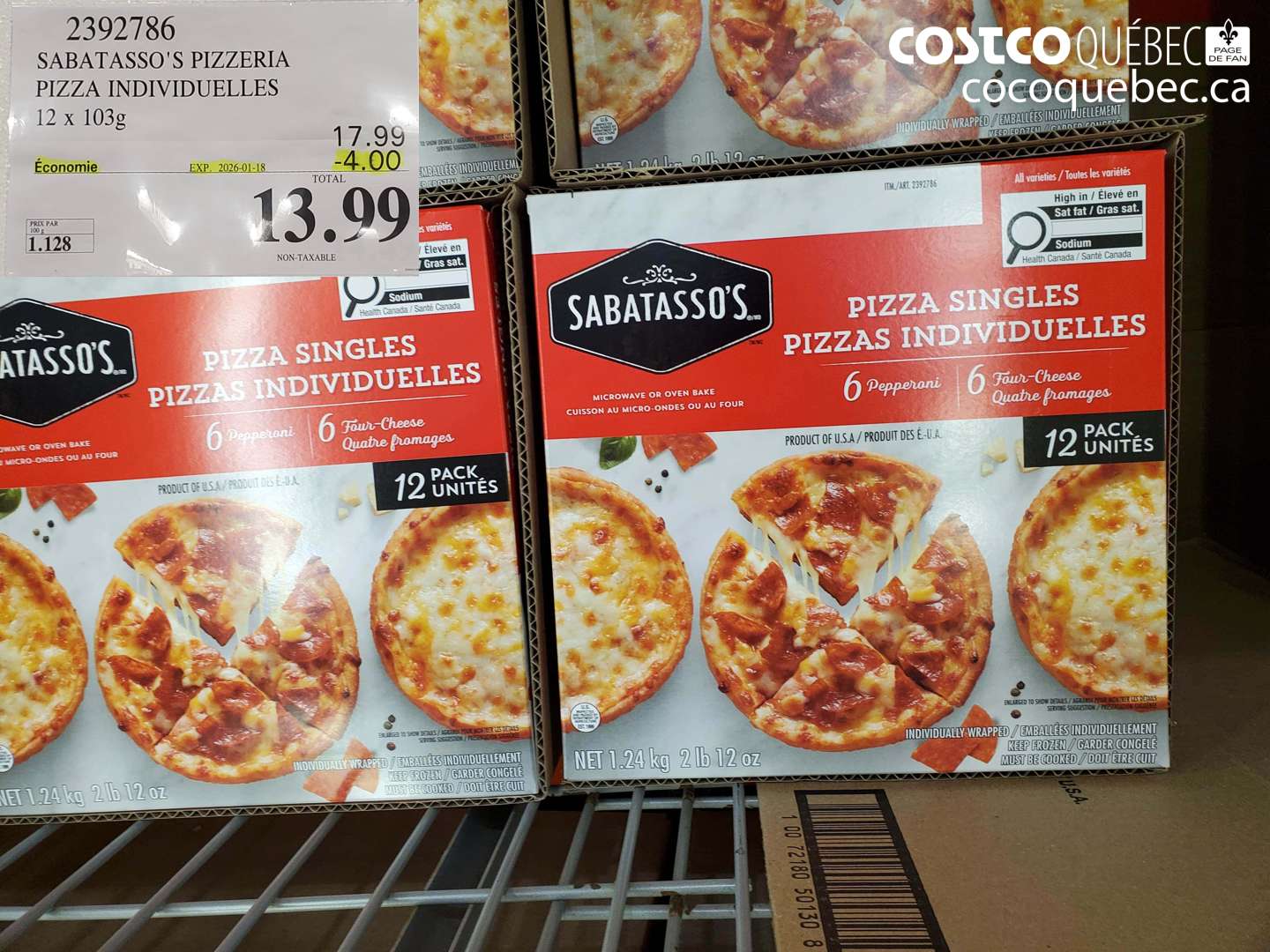 2392786 SABATASSO'S PIZZERIA PIZZA INDIVIDUELLES 12 x 103g ($4.00 INSTANT SAVINGS EXPIRES ON 2026-01-18) $13.99