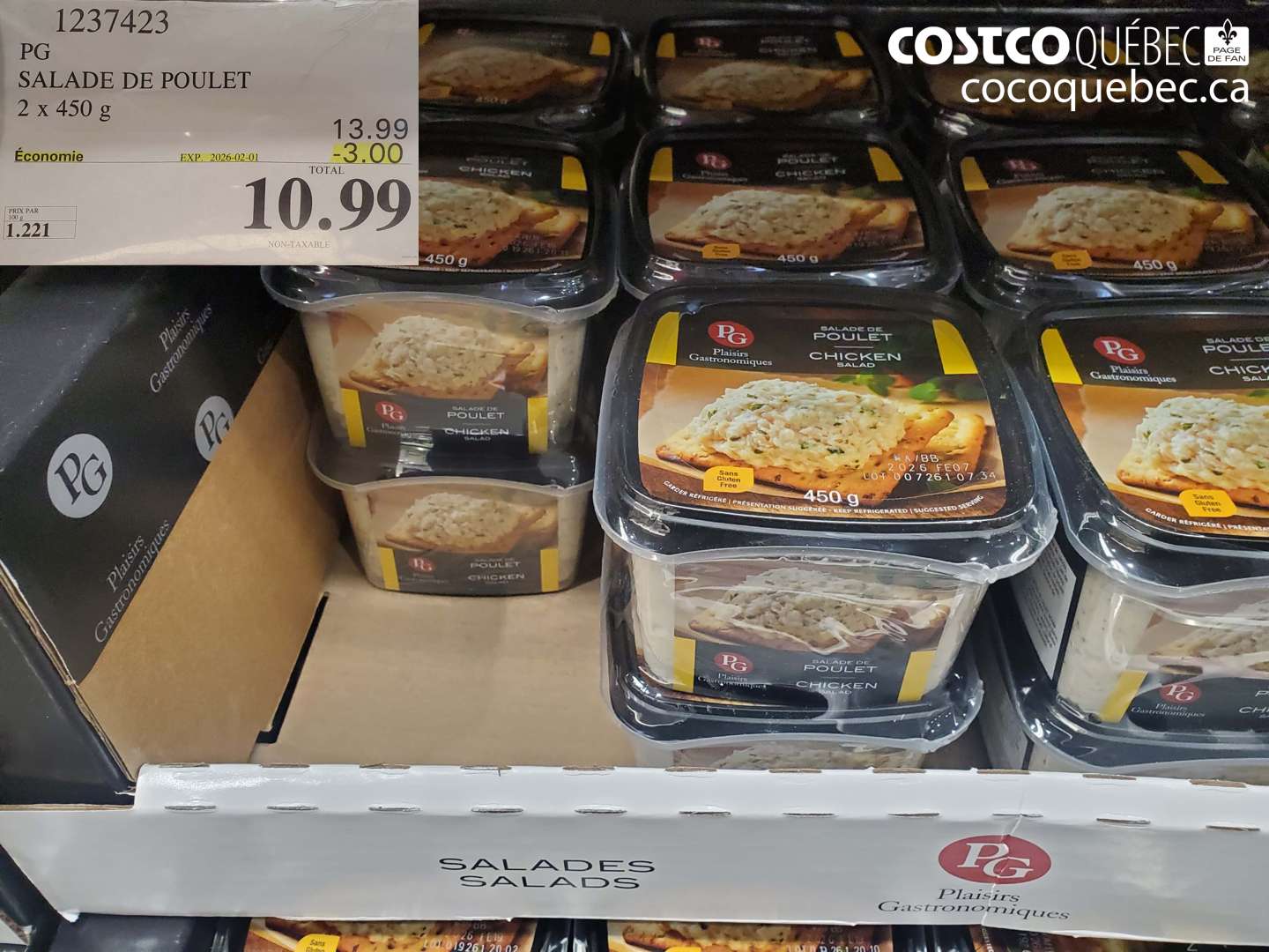 1237423 SALADE DE POULET 2 x 450 g ($3.00 INSTANT SAVINGS EXPIRES ON 2026-02-01) $10.99