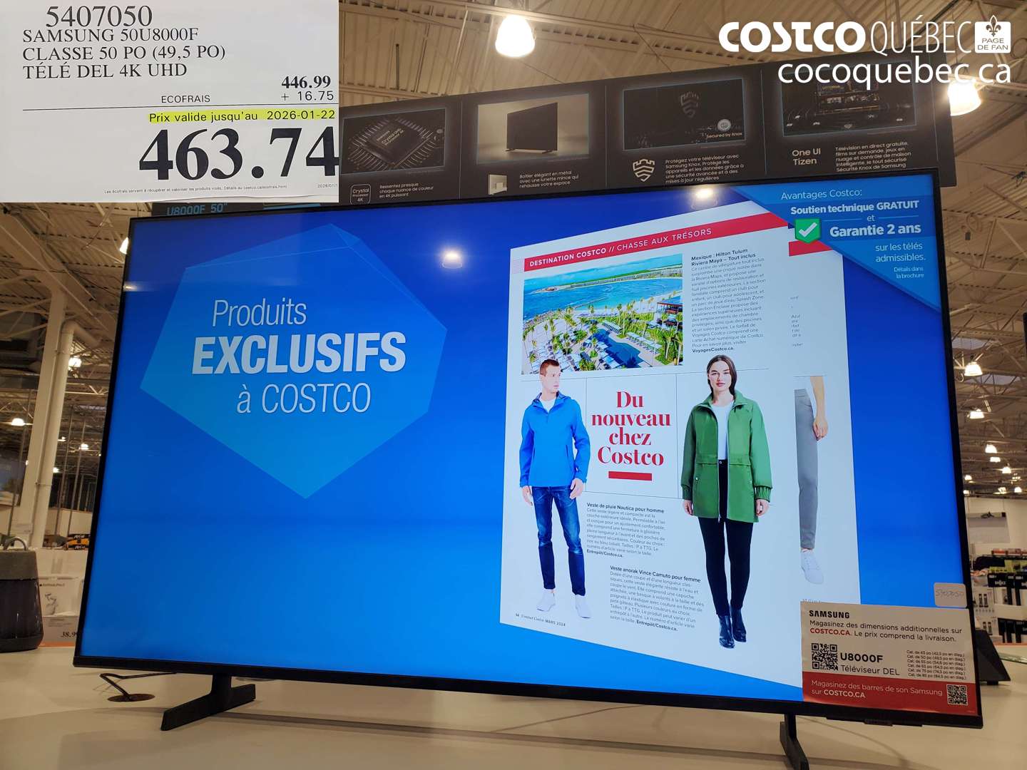 5407050 SAMSUNG 50U8000F CLASSE 50 PO (49,5 PO) TÉLÉ DEL 4K UHD (EXPIRES ON 2026-01-22) $463.74