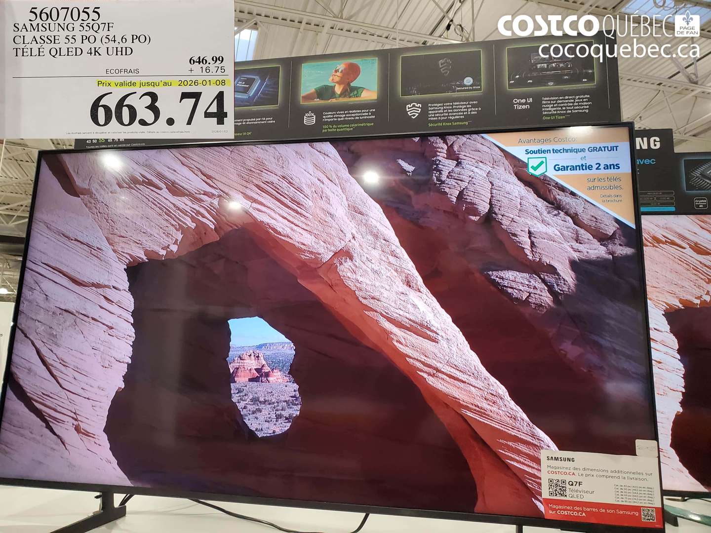 5607055 SAMSUNG 55Q7F CLASSE 55 PO (54,6 PO) TÉLÉ QLED 4K UHD (EXPIRES ON 2026-01-08) $663.74