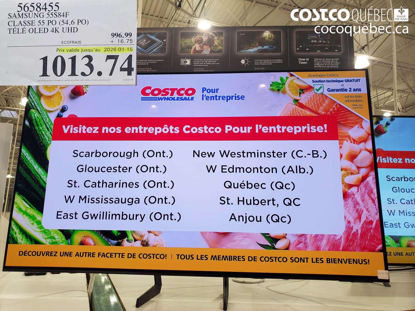 5658455 SAMSUNG 55S84F CLASSE 55 PO (54,6 PO) TÉLÉ OLED 4K UHD (EXPIRES ON 2026-01-15) $1013.74