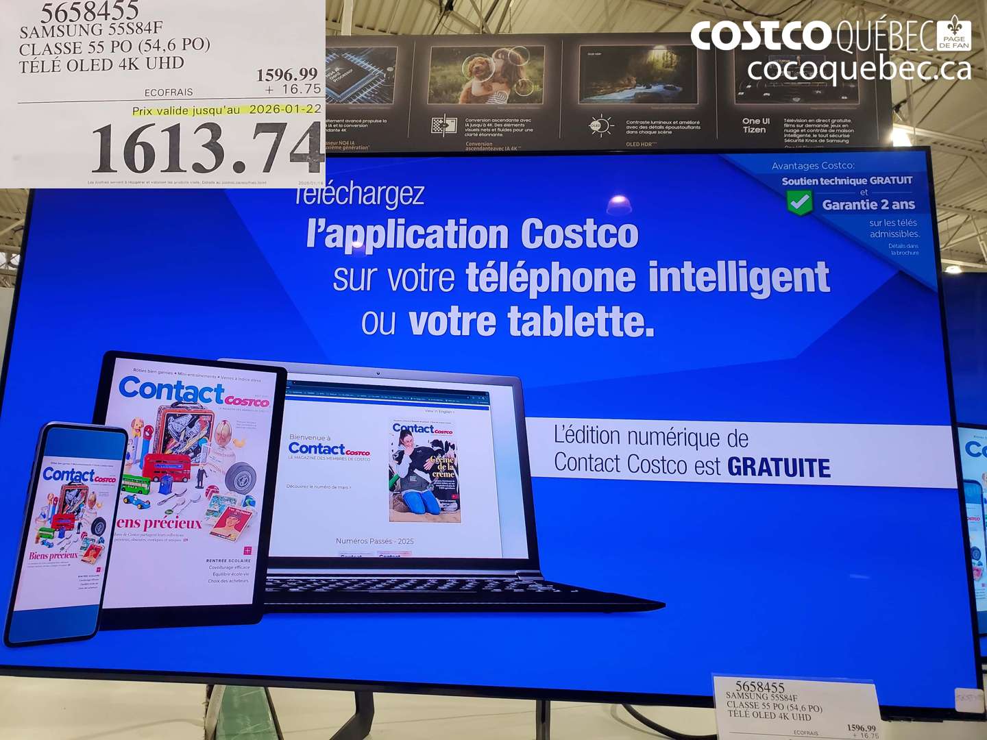 5658455 SAMSUNG 55S84F CLASSE 55 PO (54,6 PO) TÉLÉ OLED 4K UHD (EXPIRES ON 2026-01-22) $1613.74