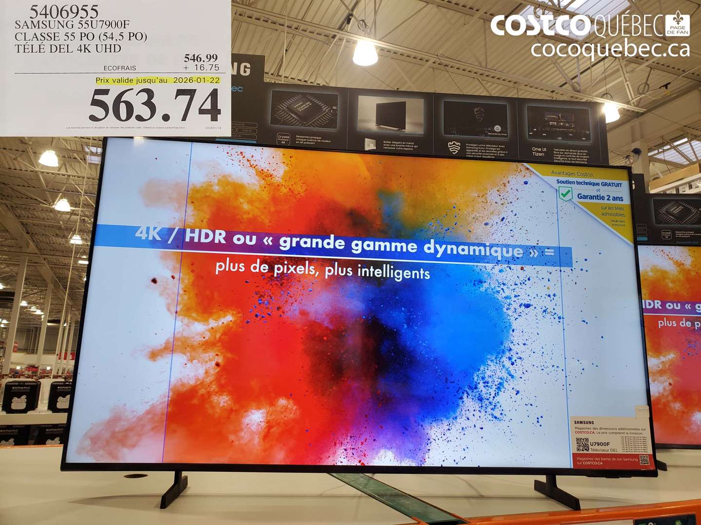 5406955 SAMSUNG 55U7900F CLASSE 55 PO (54,5 PO) TÉLÉ DEL 4K UHD (EXPIRES ON 2026-01-22) $563.74