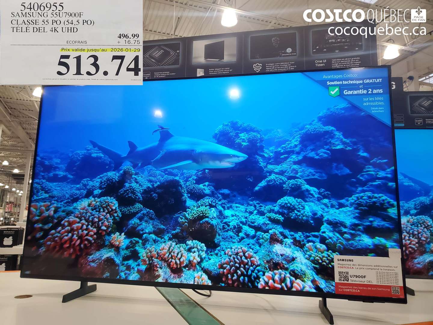 5406955 SAMSUNG 55U7900F CLASSE 55 PO (54,5 PO) TÉLÉ DEL 4K UHD (EXPIRES ON 2026-01-29) $513.74