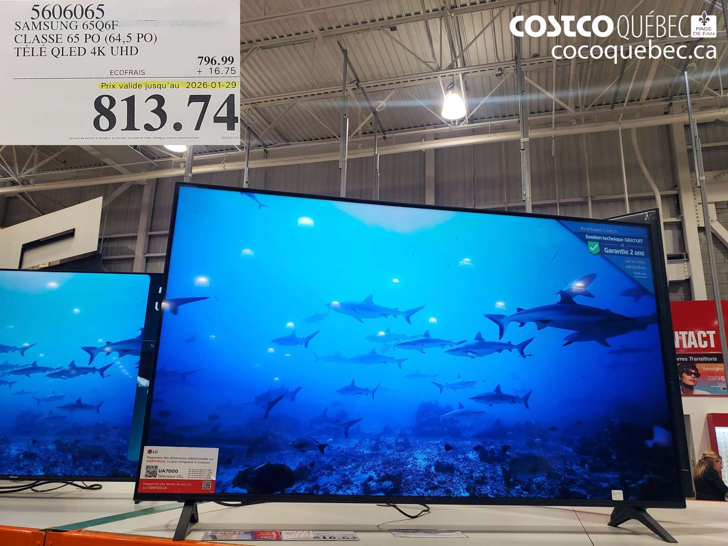 5606065 SAMSUNG 65Q6F, CLASSE 65 PO (64,5 PO), TÉLÉ QLED 4K UHD (EXPIRES ON 2026-01-29) $813.74