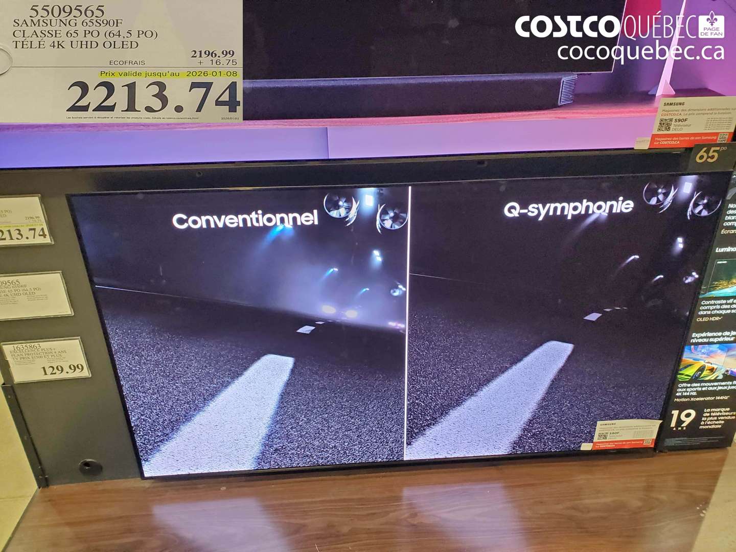 5509565 SAMSUNG 65S90F CLASSE 65 PO (64,5 PO) TÉLÉ 4K UHD OLED (EXPIRES ON 2026-01-08) $2213.74