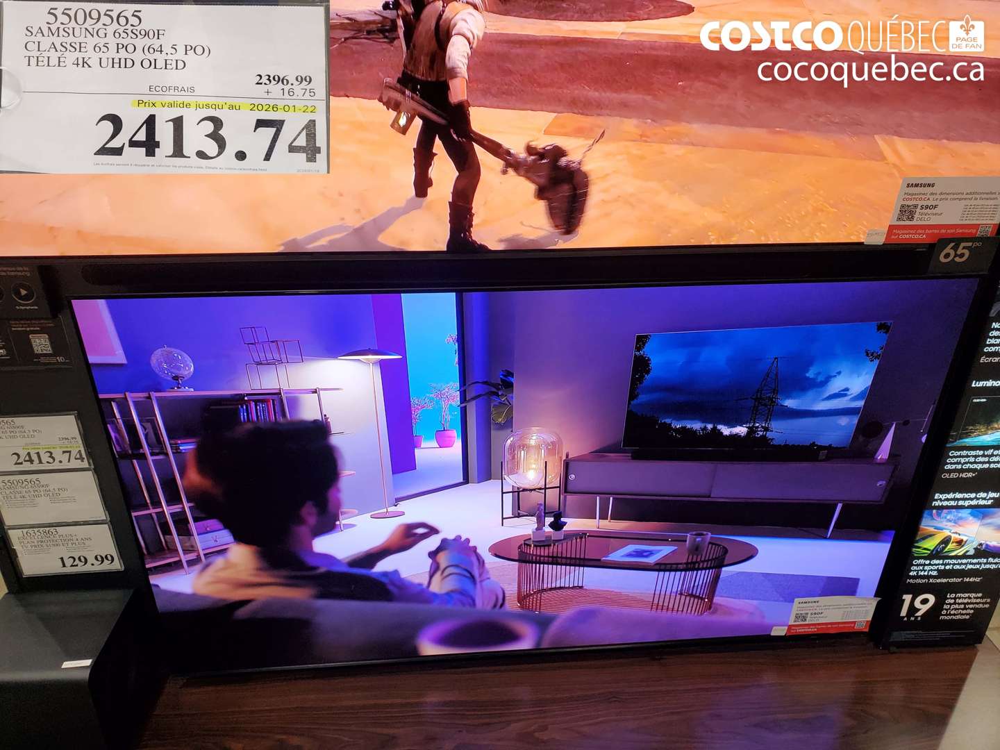 5509565 SAMSUNG 65S90F CLASSE 65 PO (64,5 PO) TÉLÉ 4K UHD OLED (EXPIRES ON 2025-01-22) $2413.74