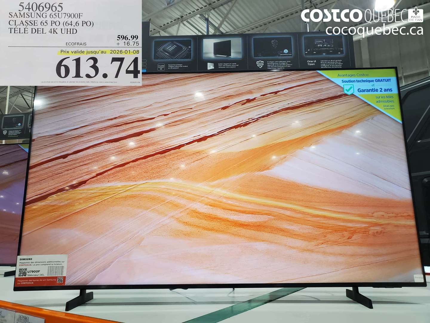 5406965 SAMSUNG 65U7900F CLASSE 65 PO (64,6 PO) TÉLÉ DEL 4K UHD (EXPIRES ON 2026-01-08) $613.74