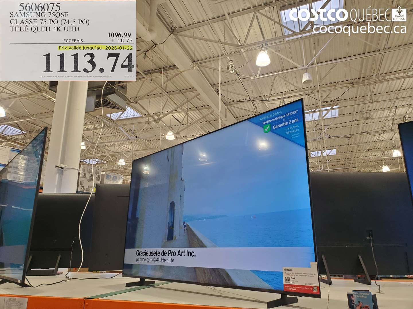 5606075 SAMSUNG 75Q6F CLASSE 75 PO (74,5 PO) TÉLÉ QLED 4K UHD (EXPIRES ON 2026-01-22) $1113.74