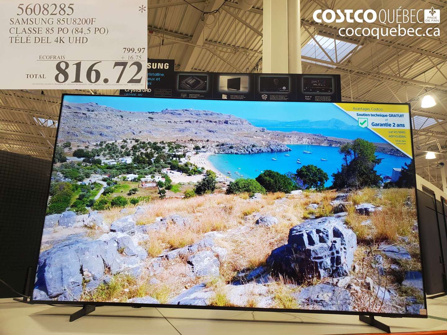 5608285 SAMSUNG 85U8200F CLASSE 85 PO (84,5 PO) TÉLÉ DEL 4K UHD $816.72