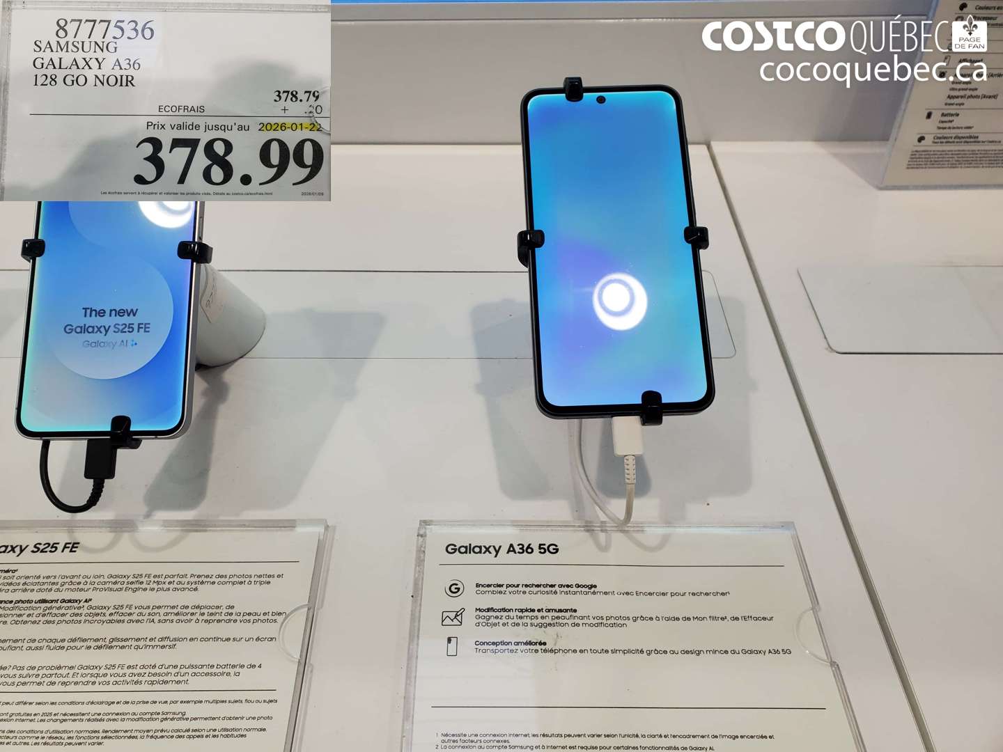 8777536 SAMSUNG GALAXY A36 128 GO NOIR (EXPIRES ON 2025-01-22) $378.99