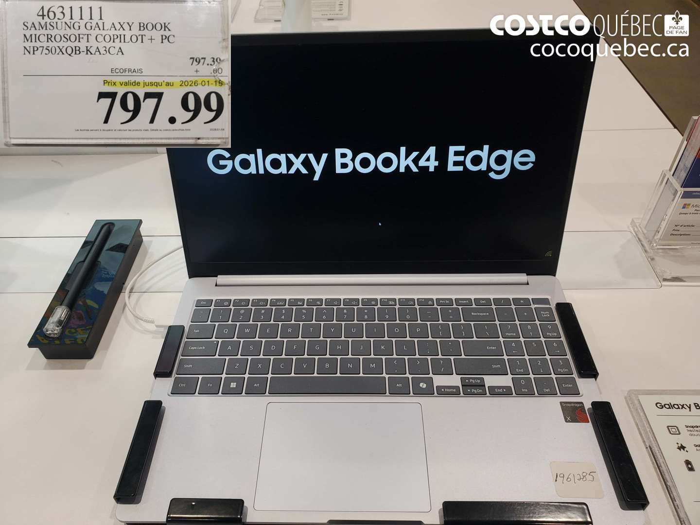 4631111 SAMSUNG GALAXY BOOK MICROSOFT COPILOT + PC NP750XQB-KA3CA (EXPIRES ON 2026-01-15) $797.99