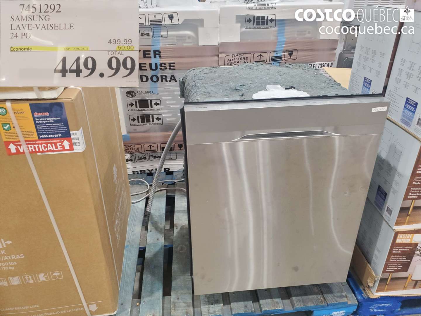 7451292 SAMSUNG LAVE-VAISSELLE 24 PO ($50.00 INSTANT SAVINGS EXPIRES ON 2026-02-11) $449.99