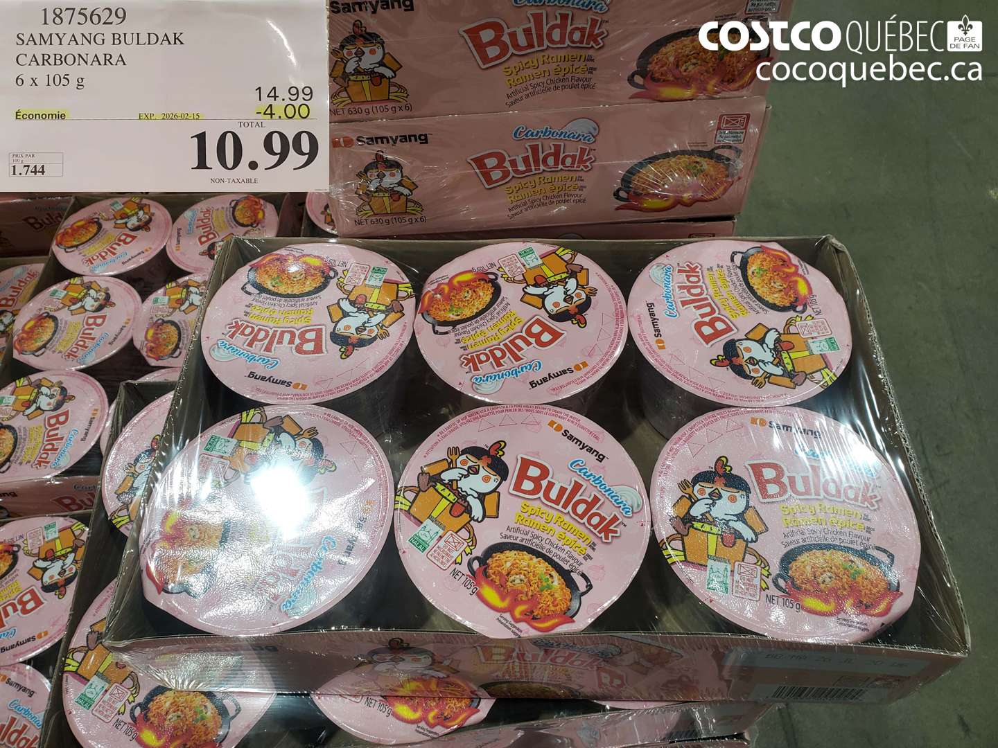 1875629 SAMYANG BULDAK CARBONARA 6 x 105 g ($4.00 INSTANT SAVINGS EXPIRES ON 2026-02-15) $10.99