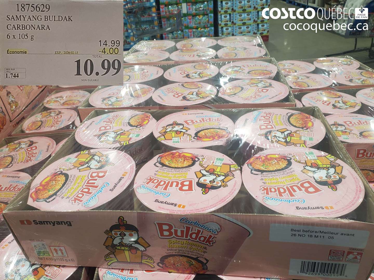 1875629 SAMYANG BULDAK CARBONARA 6 x 105 g ($4.00 INSTANT SAVINGS EXPIRES ON 2026-02-15) $10.99