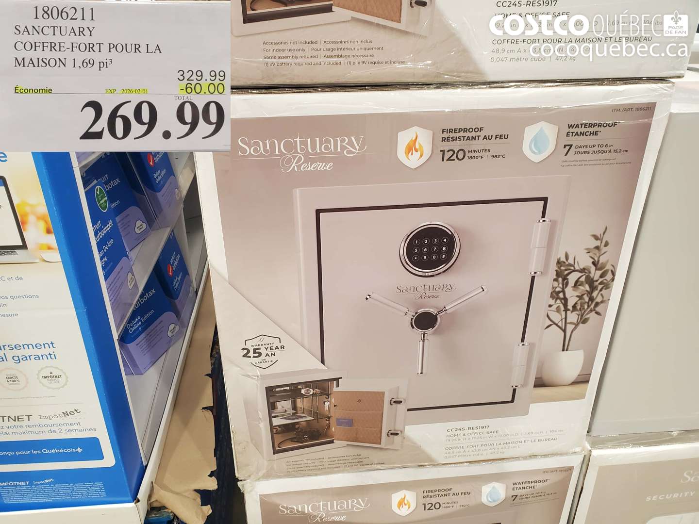 1806211 SANCTUARY COFFRE-FORT POUR LA MAISON 1,69 pi3 ($60.00 INSTANT SAVINGS EXPIRES ON 2026-02-01) $269.99