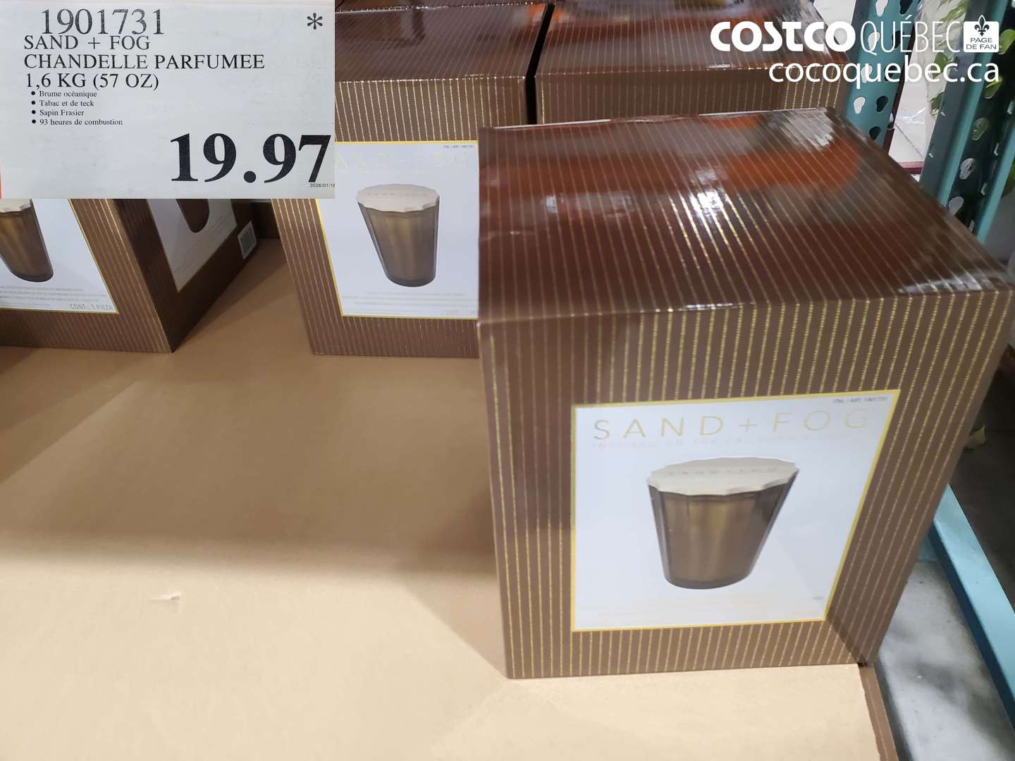 1901731 SAND + FOG CHANDELLE PARFUMEE 1,6 KG (57 OZ) $19.97