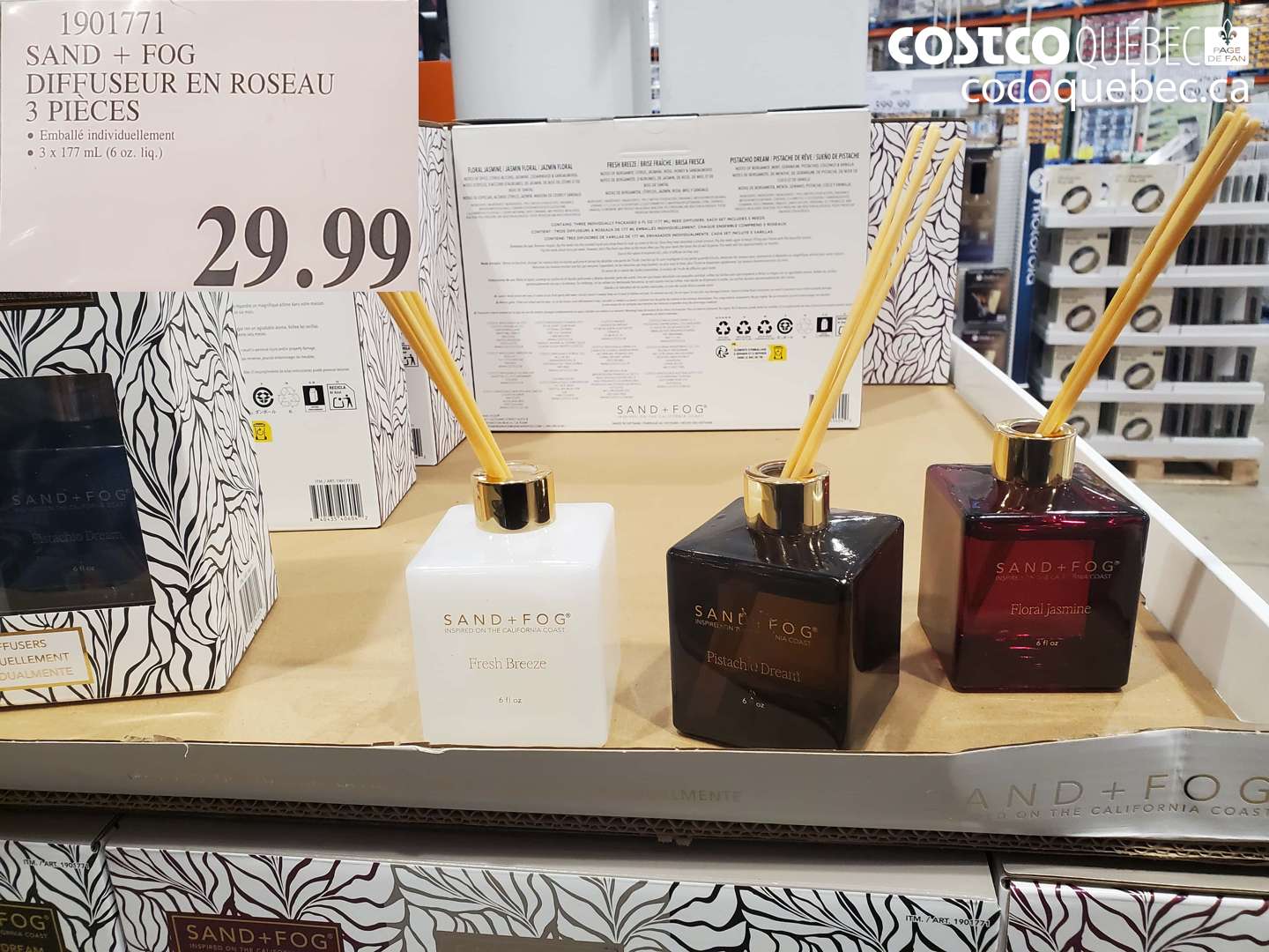 1901771 SAND + FOG DIFFUSEUR EN ROSEAU 3 PIECES $29.99