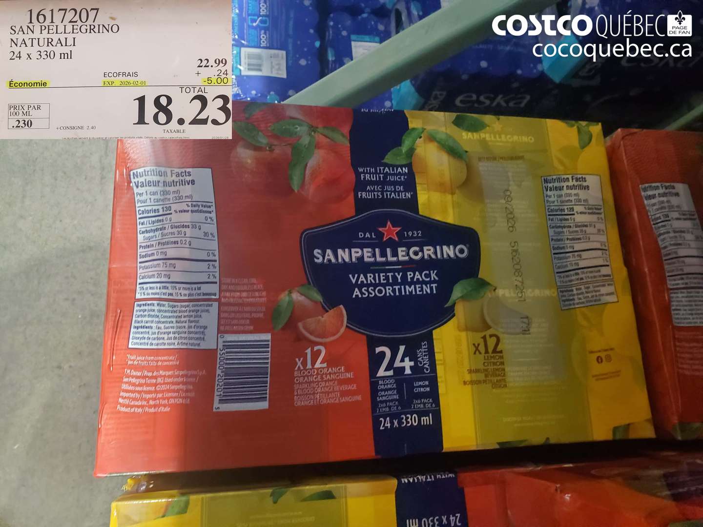 1617207 SAN PELLEGRINO NATURALI 24 x 330 ml ($5.00 INSTANT SAVINGS EXPIRES ON 2026-02-01) $18.23