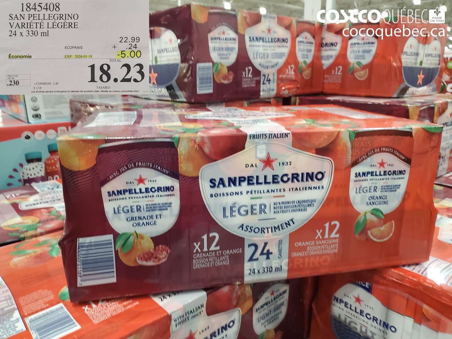 1845408 SAN PELLEGRINO VARIÉTÉ LÉGÈRE 24 x 330 ml ($5.00 INSTANT SAVINGS EXPIRES ON 2026-01-18) $18.23