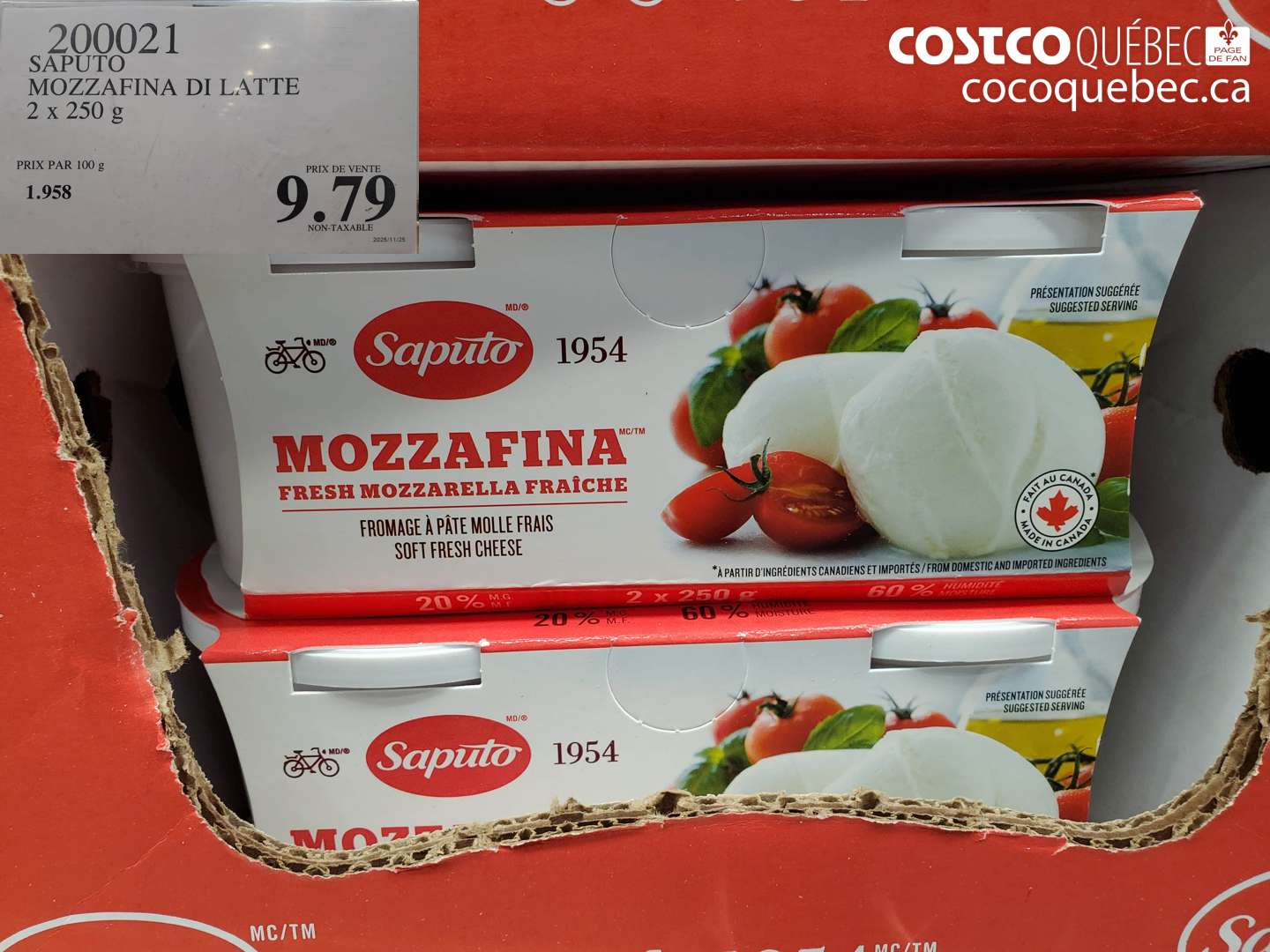 200021 SAPUTO MOZZAFINA DI LATTE 2 x 250 g $9.79