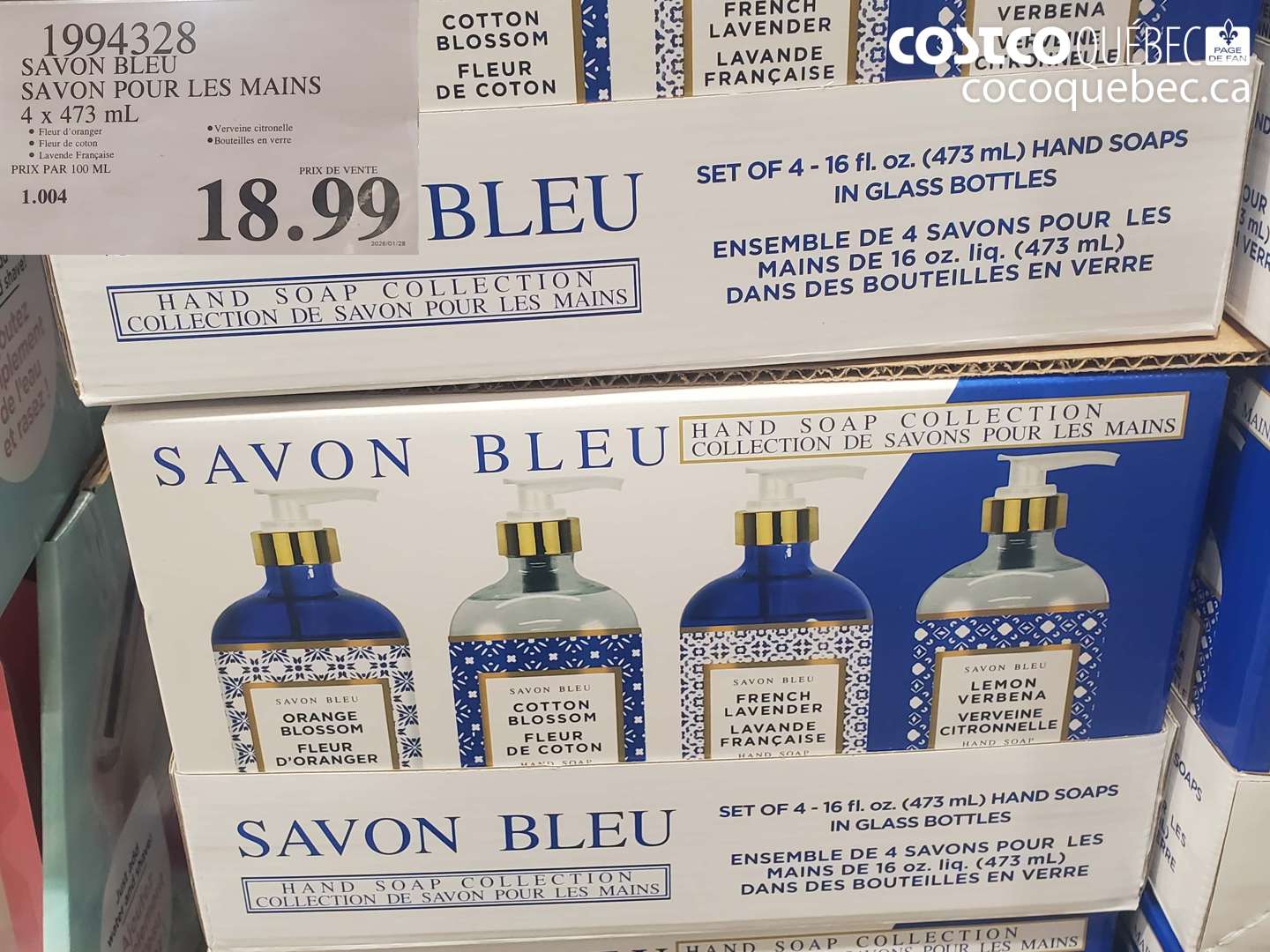 1994328 SAVON BLEU SAVON POUR LES MAINS 4 x 473 mL $18.99