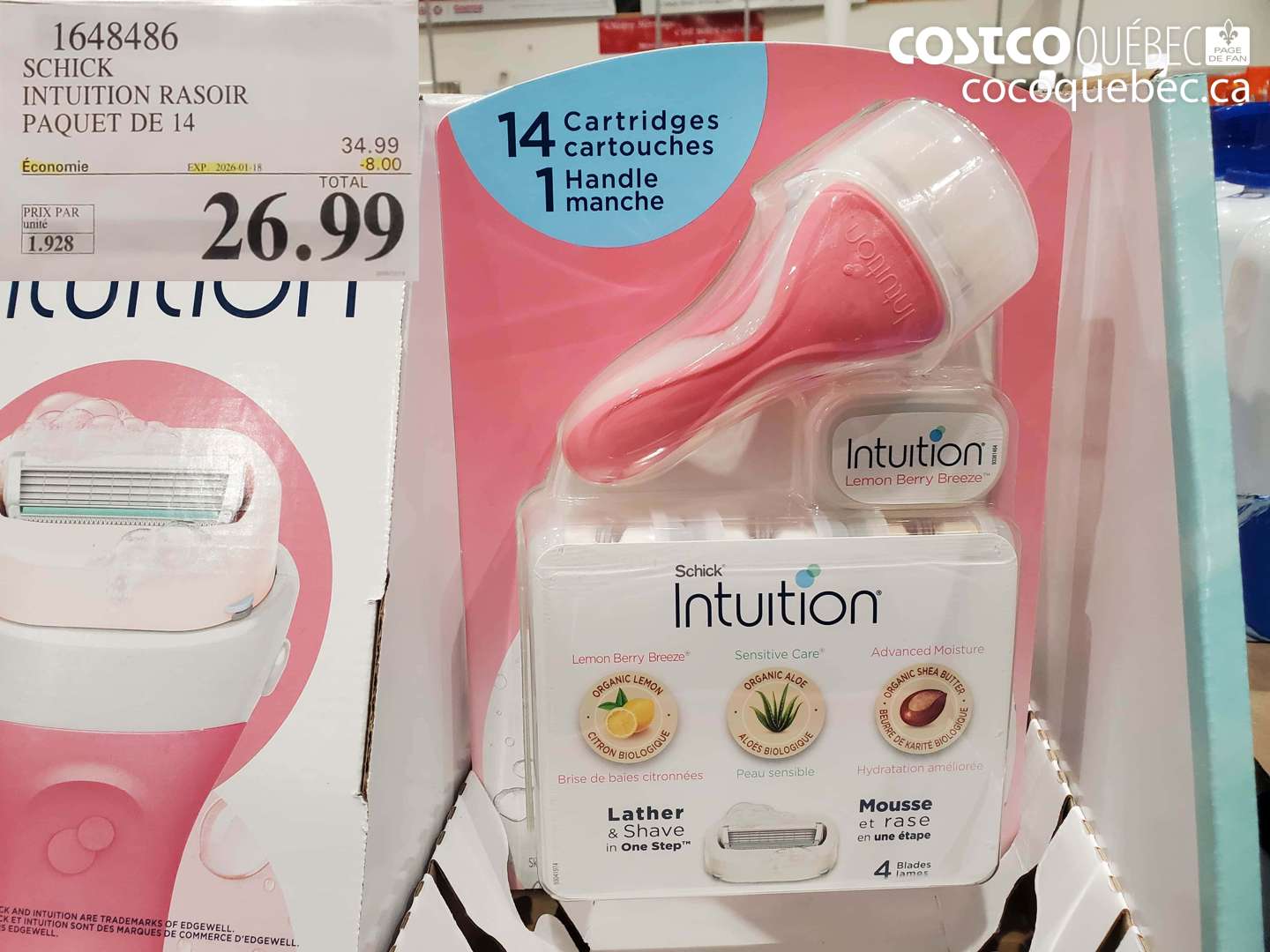 16484386 SCHICK INTUITION 14 CARTOUCHES + RASOIR ($8.00 INSTANT SAVINGS EXPIRES ON 2026-01-18) $26.99