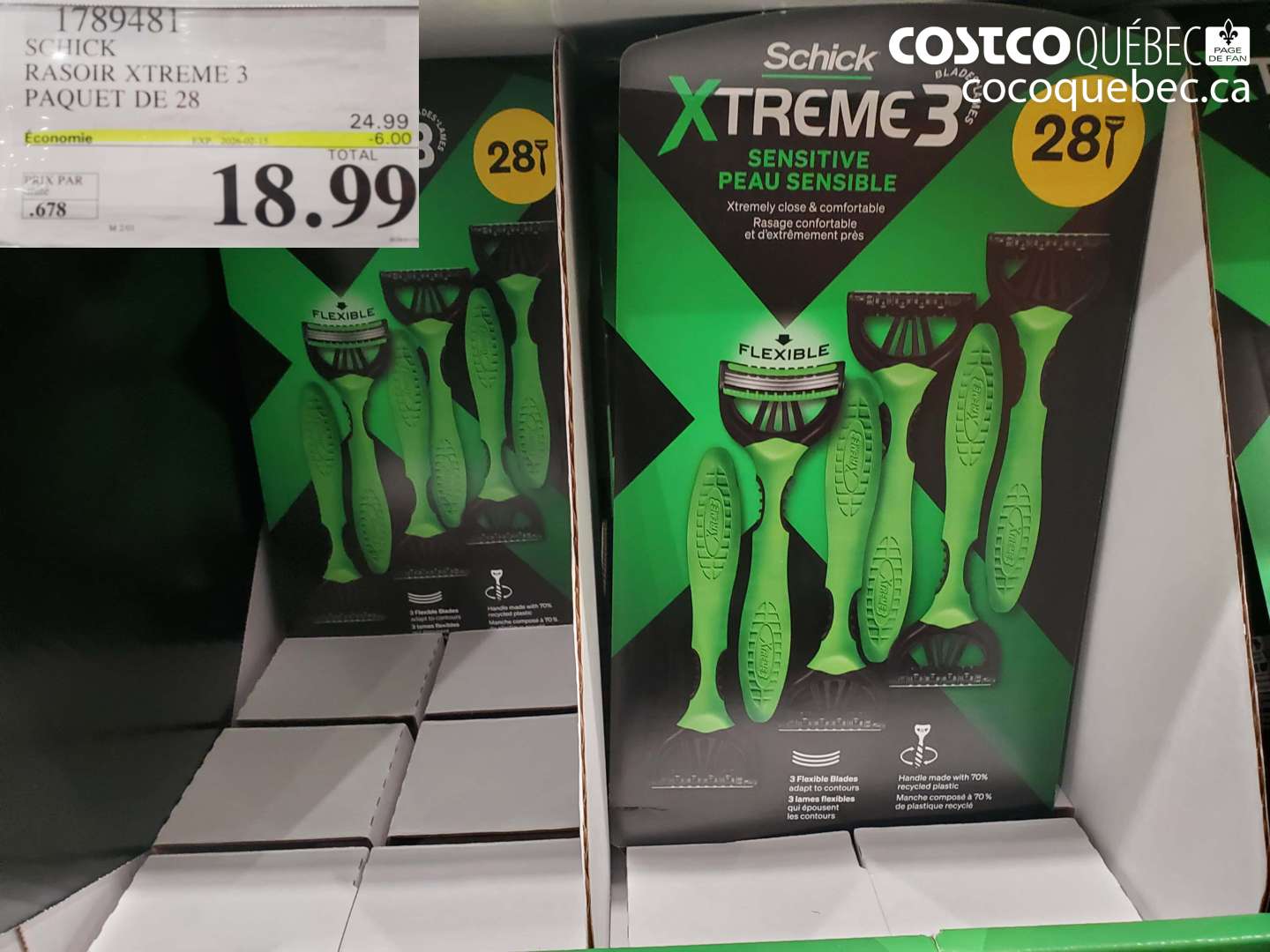 1789481 SCHICK RASOIR XTREME 3 PAQUET DE 28  ($6.00 INSTANT SAVINGS EXPIRES ON 2026-02-15) $18.99