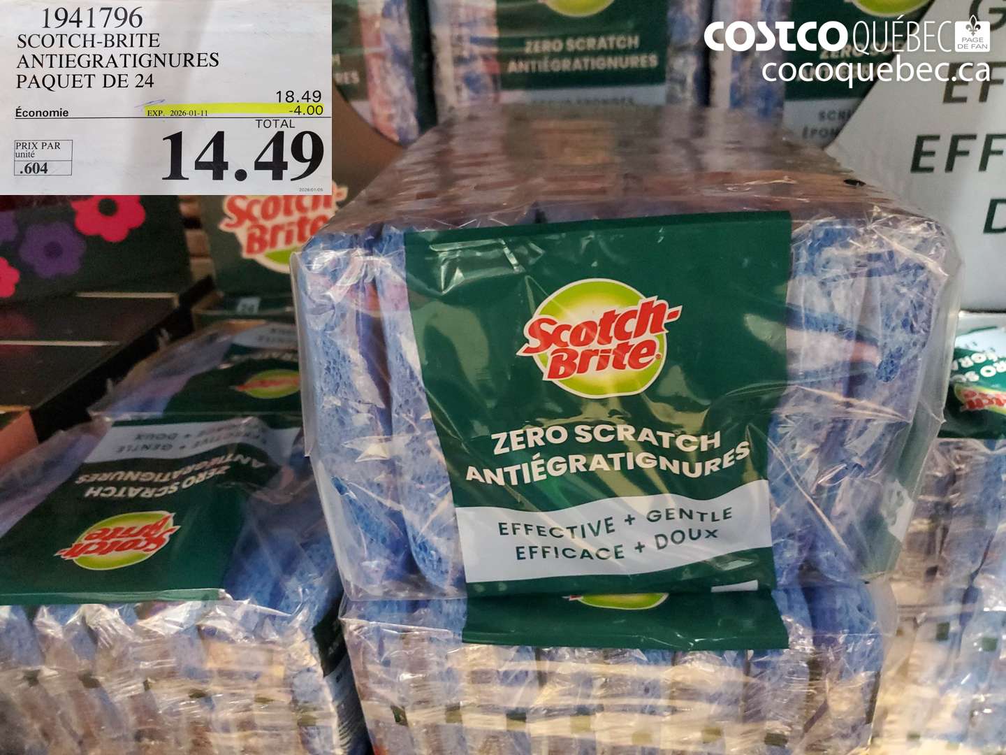 1941796 SCOTCH-BRITE ANTIEGRATIGNURES PAQUET DE 24 ($4.00 INSTANT SAVINGS EXPIRES ON 2026-01-11) $14.49