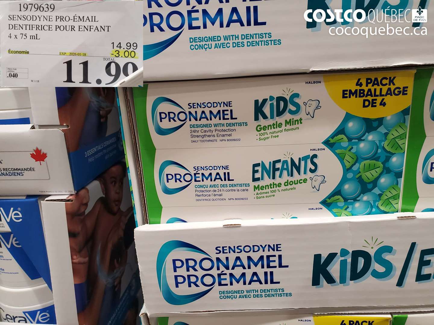 1979639 SENSODYNE PRO-ÉMAIL DENTIFRICE POUR ENFANT 4 x 75 mL ($3.00 INSTANT SAVINGS EXPIRES ON 2026-01-18) $14.99