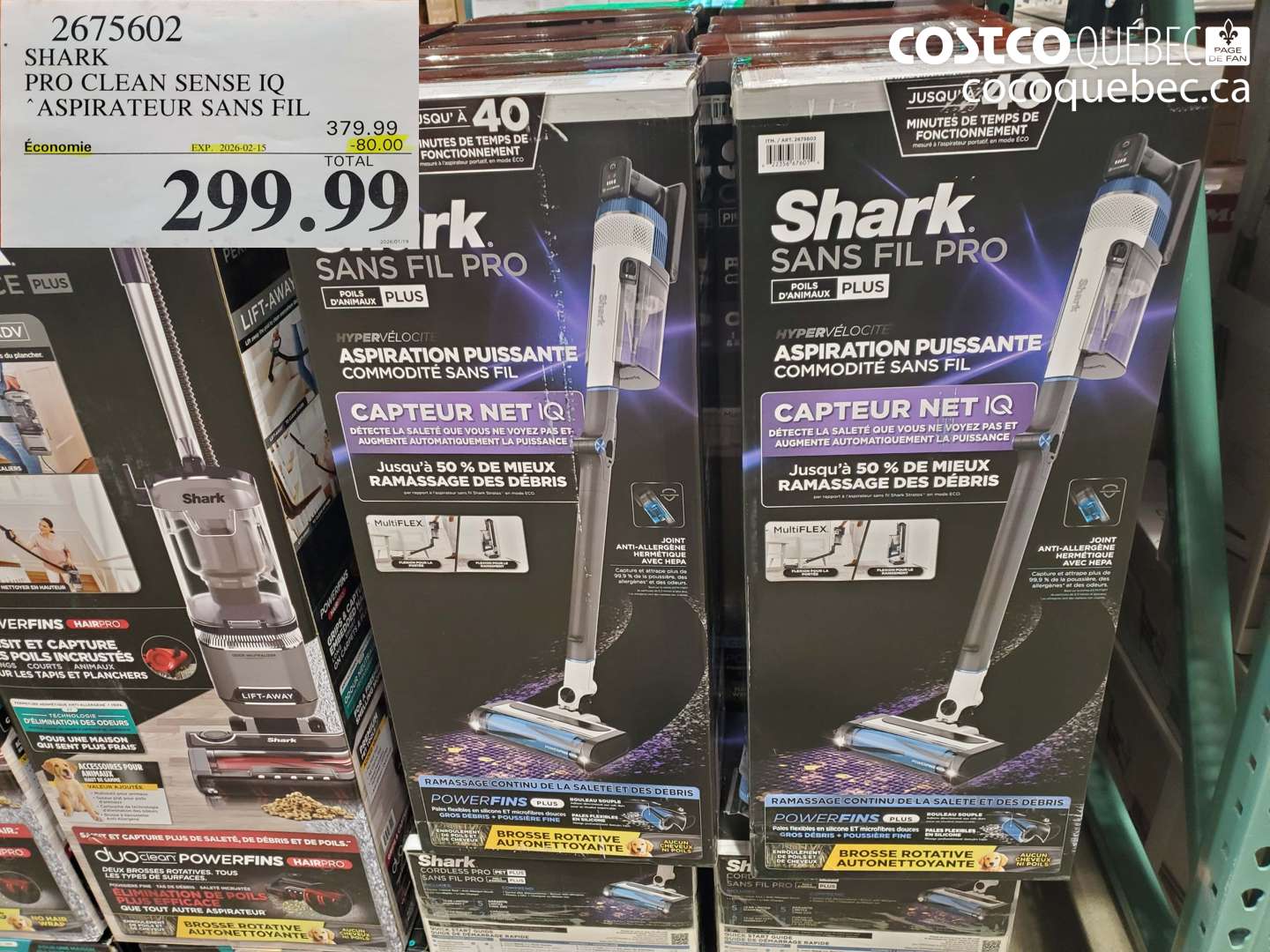 2675602 SHARK PRO CLEAN SENSE IQ ASPIRATEUR SANS FIL ($80.00 INSTANT SAVINGS EXPIRES ON 2026-02-15) $299.99