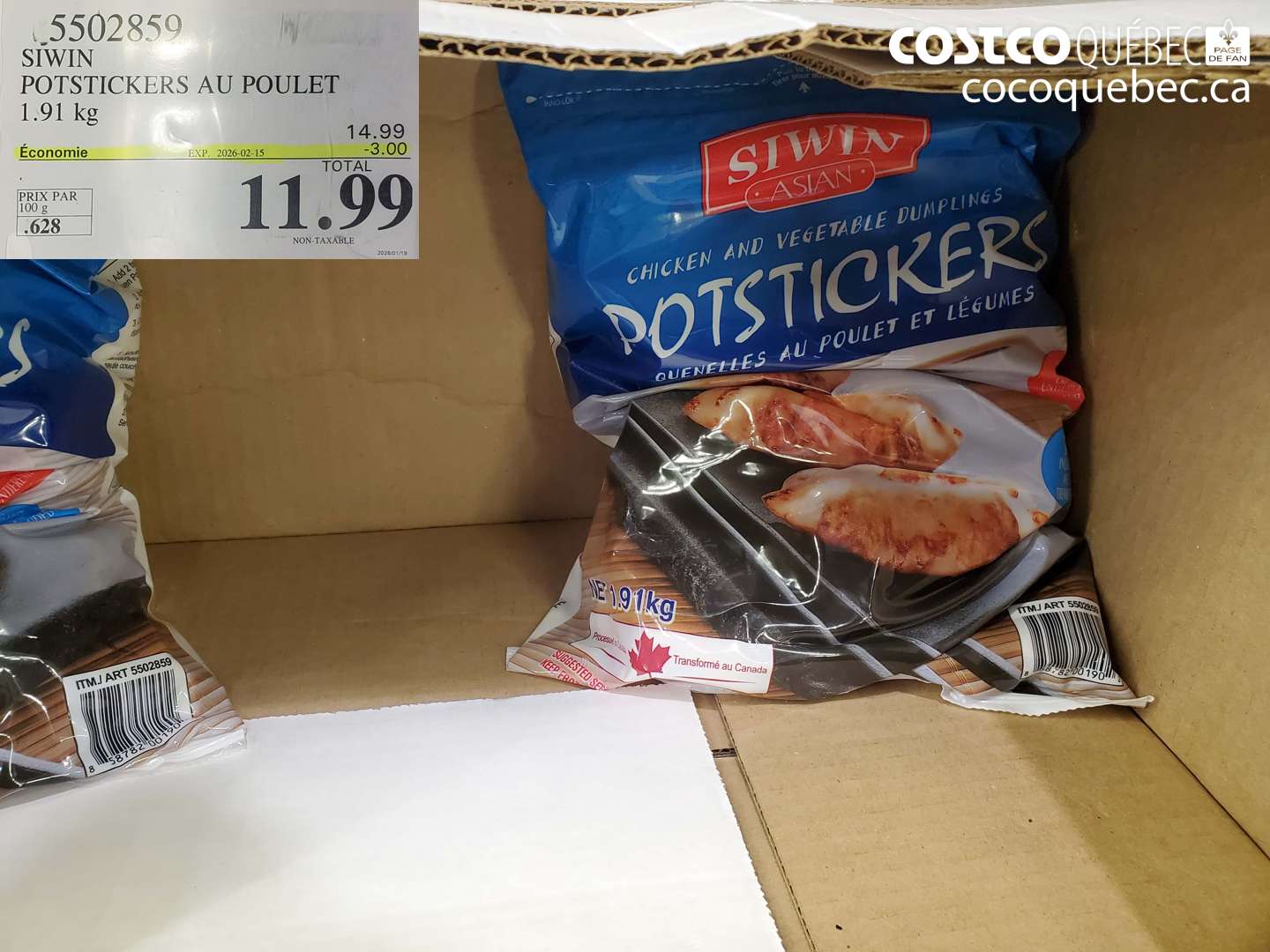 5502859 SIWIN POTSTICKERS AU POULET 1.91 kg ($3.00 INSTANT SAVINGS EXPIRES ON 2026-02-15) $11.99