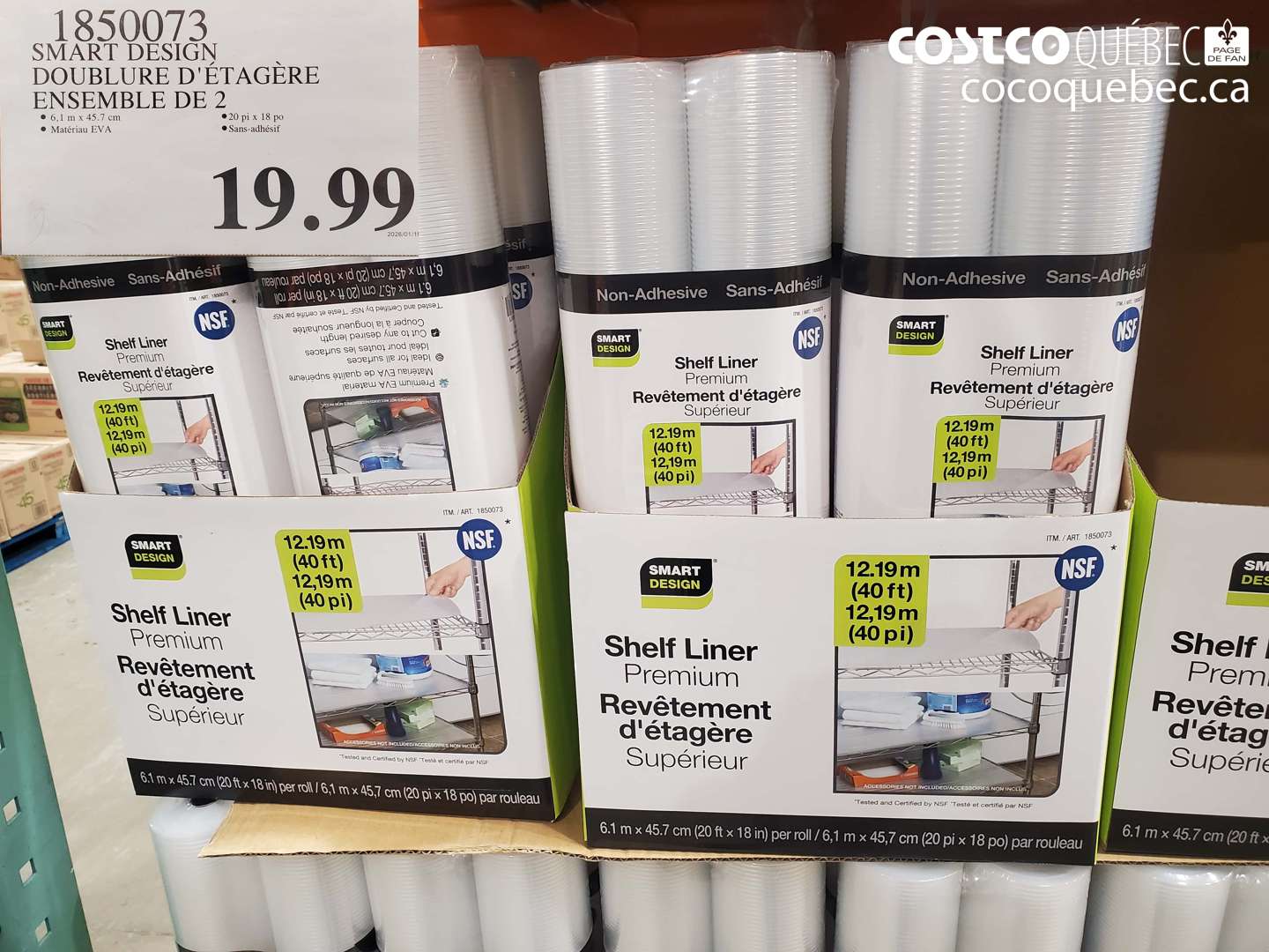 1850073 SMART DESIGN DOUBLURE D'ETAGERE ENSEMBLE DE 2  $19.99