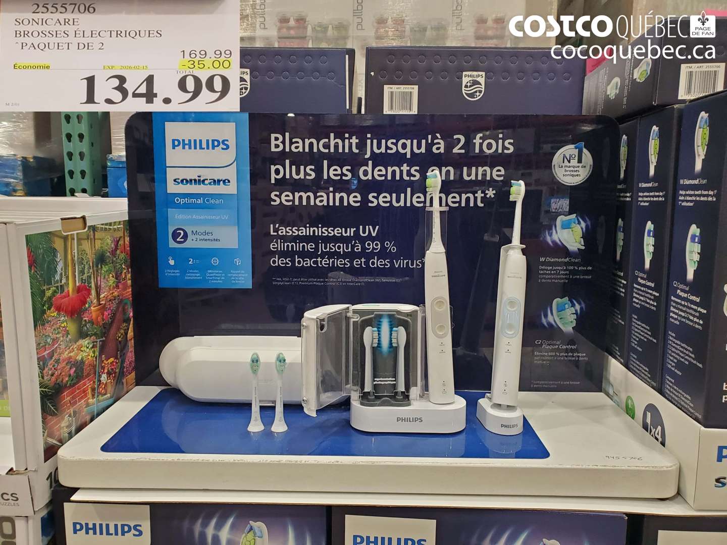 2555706 SONICARE BROSSES ELECTRIQUES PAQUET DE 2 ($35.00 INSTANT SAVINGS EXPIRES ON 2026-02-15) $134.99
