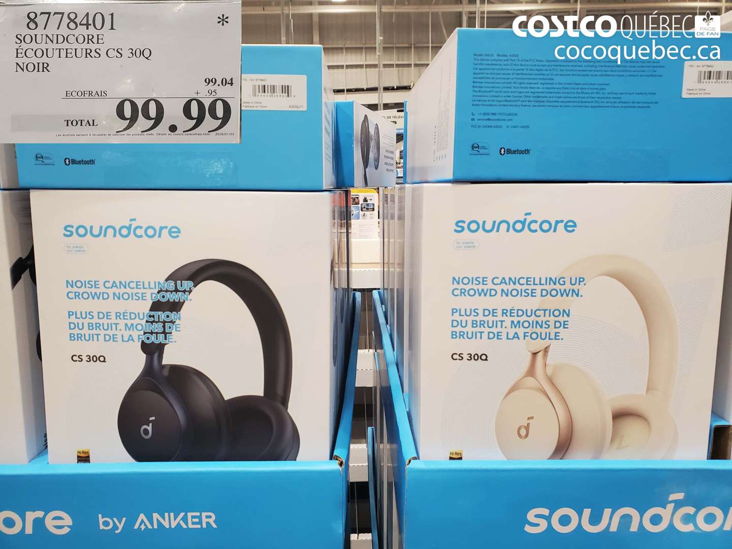 8778401 SOUNDCORE ÉCOUTEURS CS 30Q NOIR $99.99