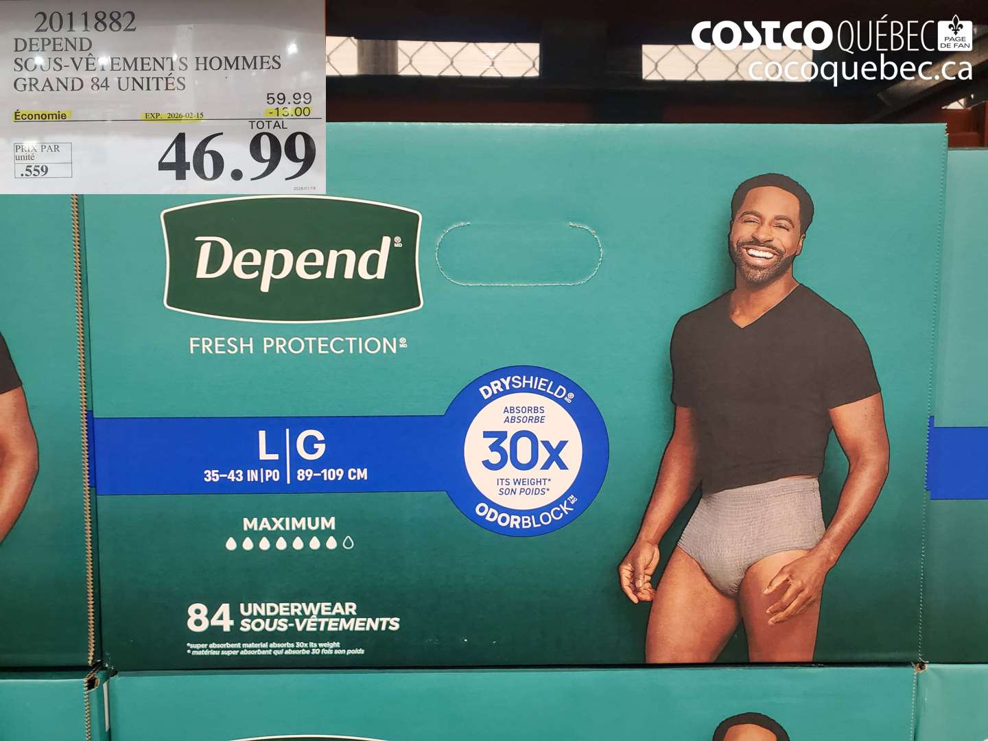 2011882 SOUS-VÊTEMENTS HOMMES GRAND 84 UNITÉS ($13.00 INSTANT SAVINGS EXPIRES ON 2026-02-15) $46.99