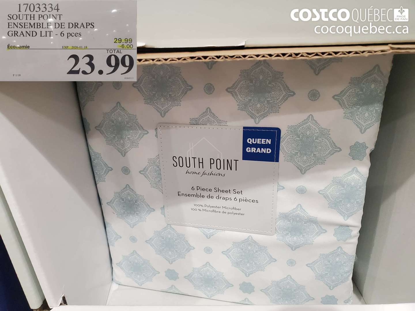 1703334 SOUTH POINT ENSEMBLE DE DRAPS GRAND LIT - 6 pces ($6.00 INSTANT SAVINGS EXPIRES ON 2026-01-18) $23.99