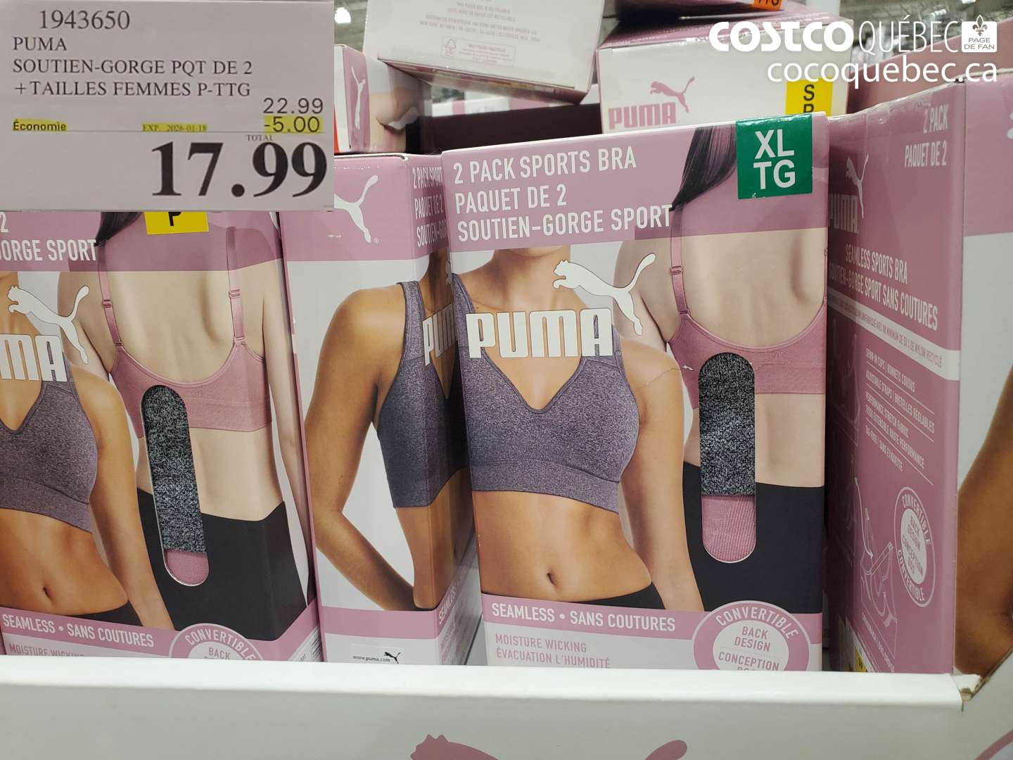 1943650 SOUTIEN-GORGE PQT DE 2 + TAILLES FEMMES P-PTG ($5.00 INSTANT SAVINGS EXPIRES ON 2026-01-18) $17.99