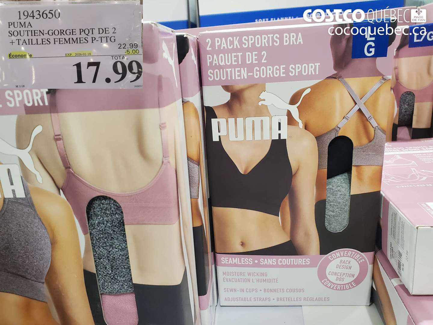 1943650 SOUTIEN-GORGE PQT DE 2 + TAILLES FEMMES P-PTG ($5.00 INSTANT SAVINGS EXPIRES ON 2026-01-18) $17.99