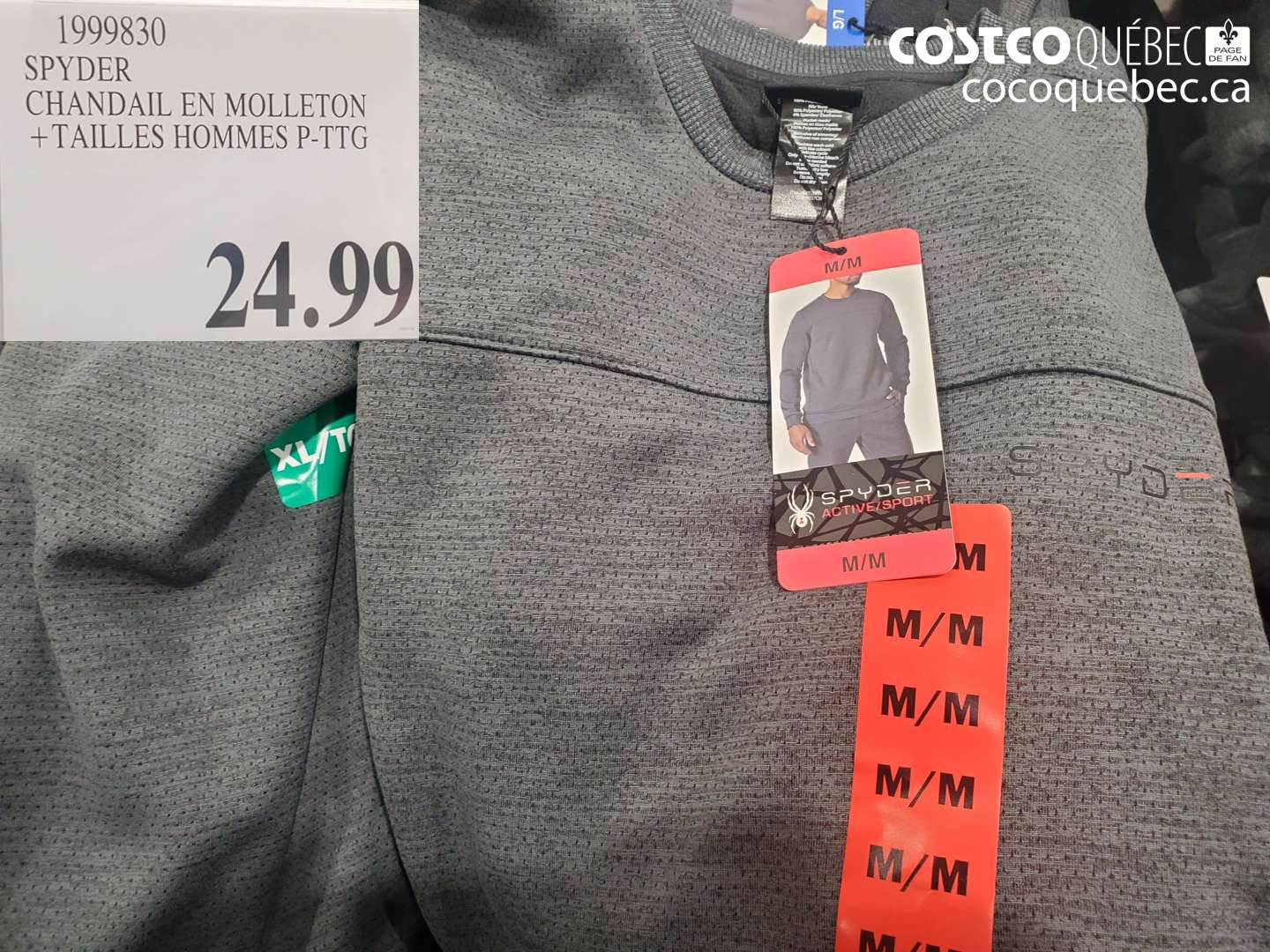 1999830 SPYDER CHANDAIL EN MOLLETON + TAILLES HOMMES P-TTG $24.99