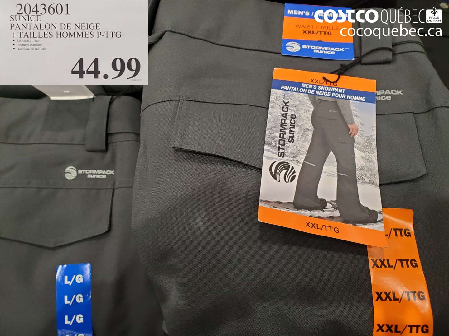 2043601 SUNICE PANTALON DE NEIGE +TAILLES HOMMES P-TTG $44.99