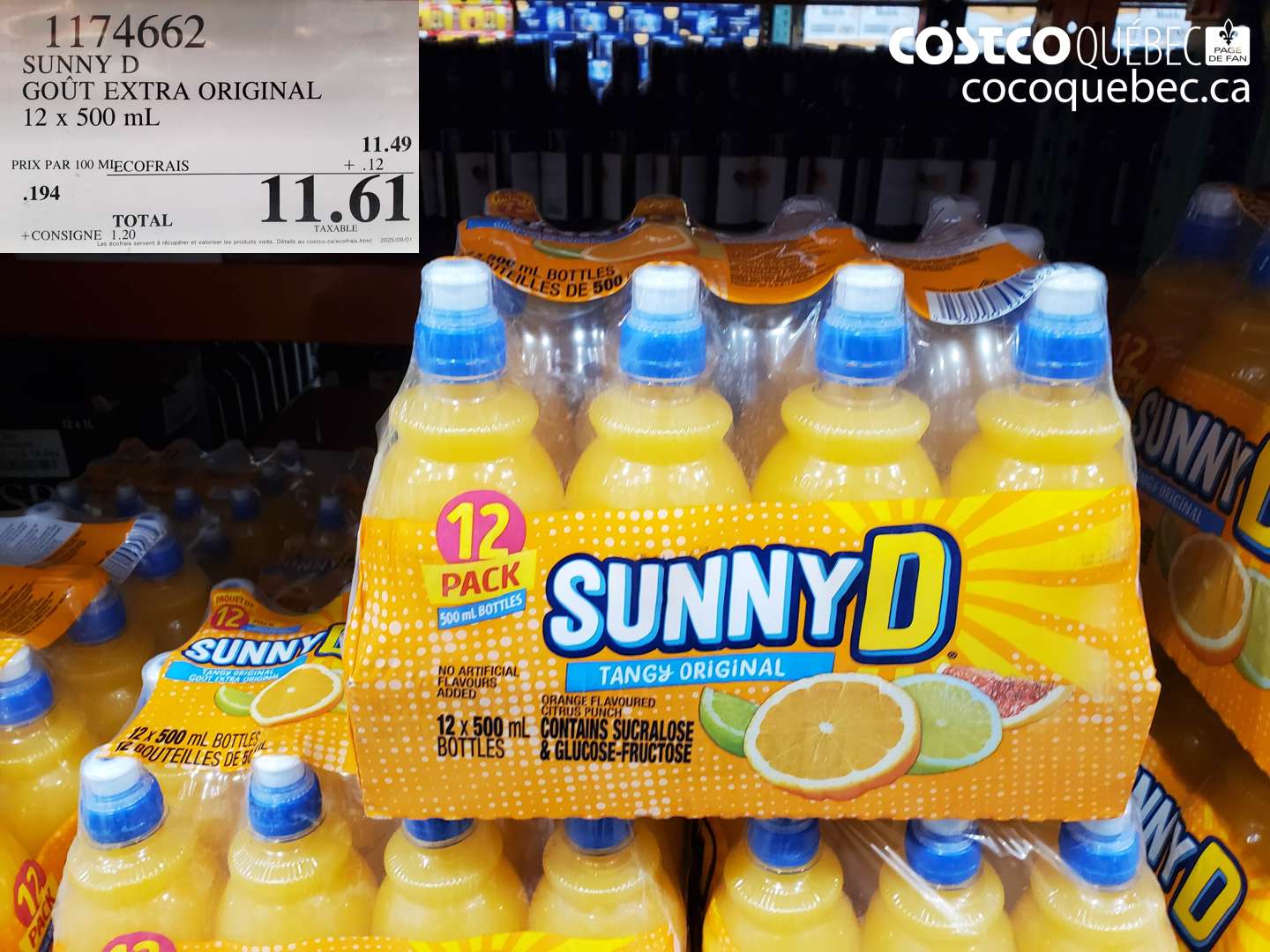 1174662 SUNNY D GOÛT EXTRA ORIGINAL 12 x 500 ml $11.61