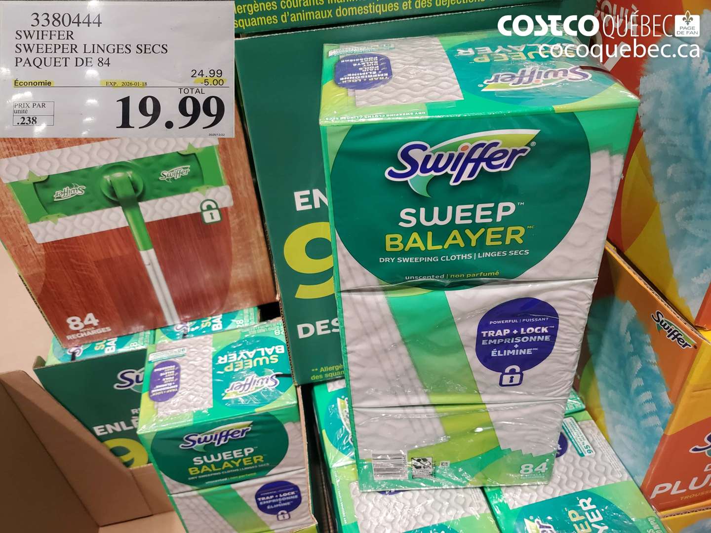 3380444 SWIFFER SWEEPER LINGES SECS PAQUET DE 84 ($5.00 INSTANT SAVINGS EXPIRES ON 2026-01-18) $19.99