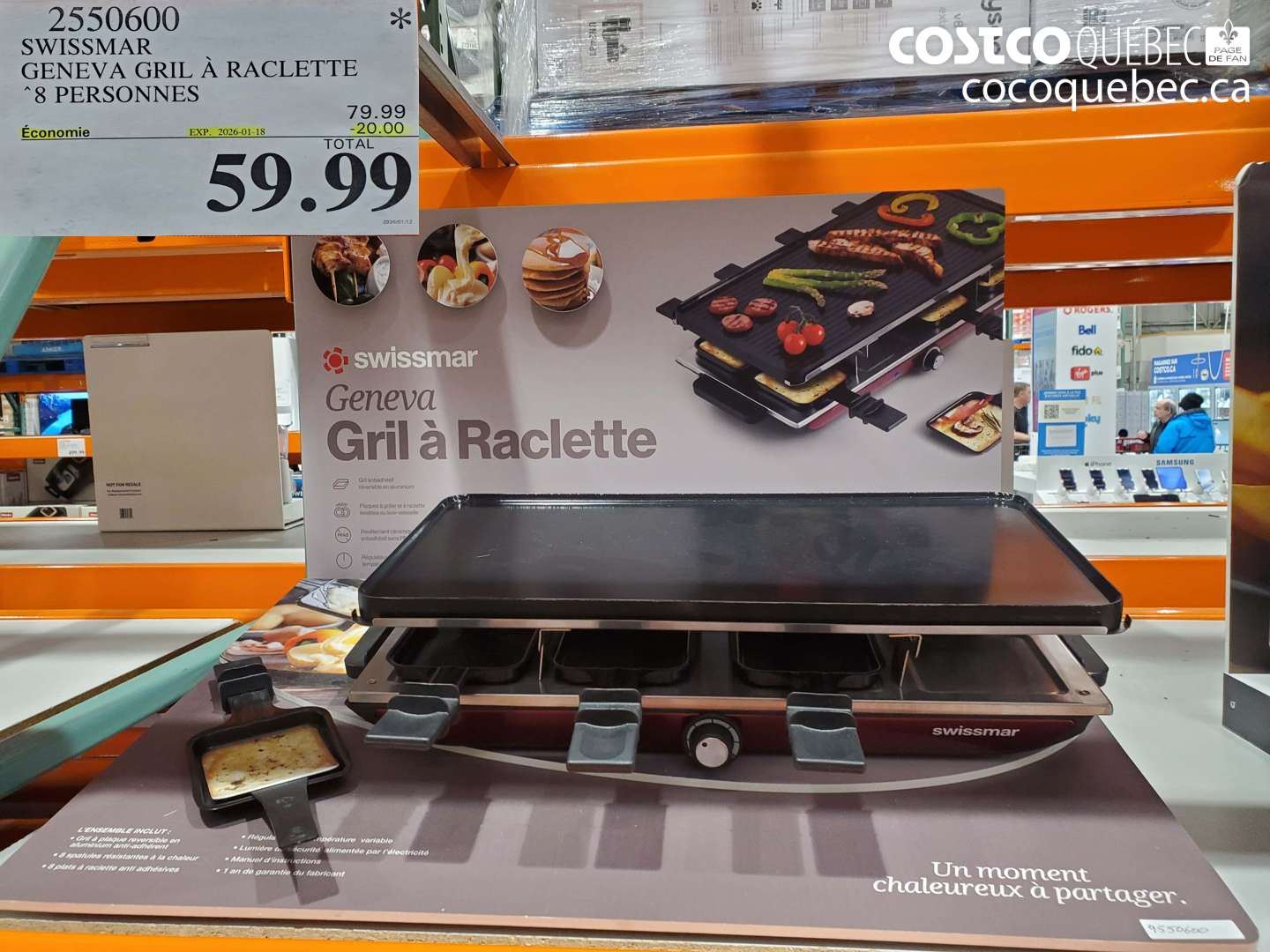 2550600 SWISSMAR GENEVA GRIL RACLETTE 8 PERSONNES ($20.00 INSTANT SAVINGS EXPIRES ON 2026-01-18) $59.99