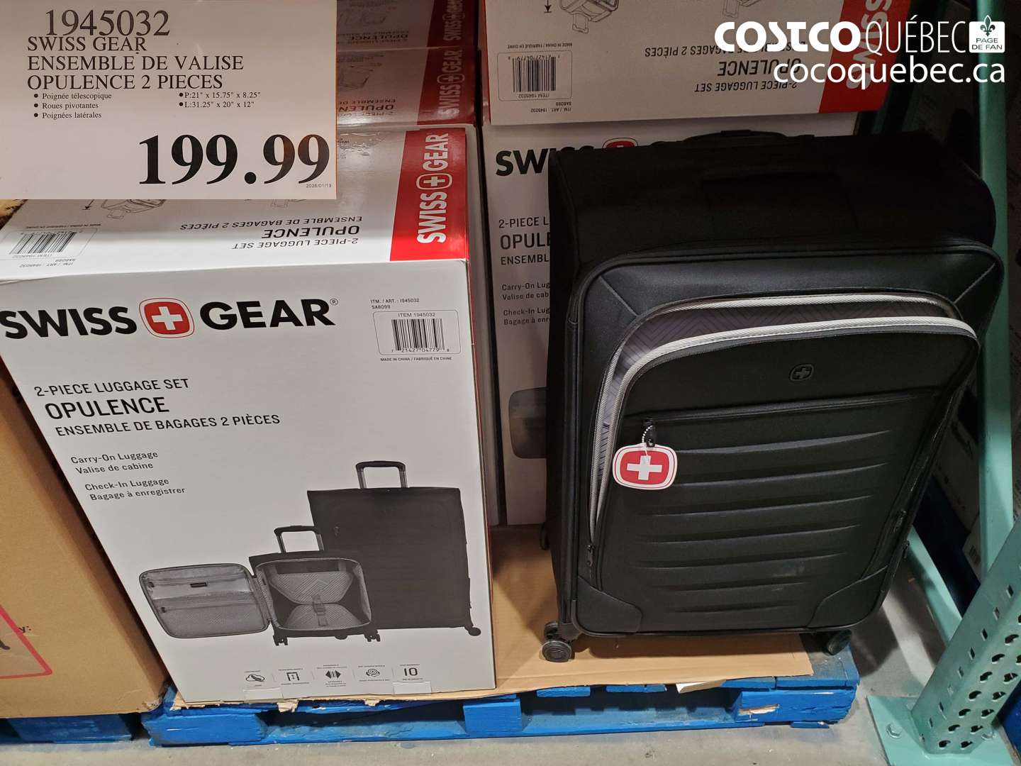 1945032 SWISS GEAR ENSEMBLE DE VALISE OPULENCE 2 PIECES $199.99