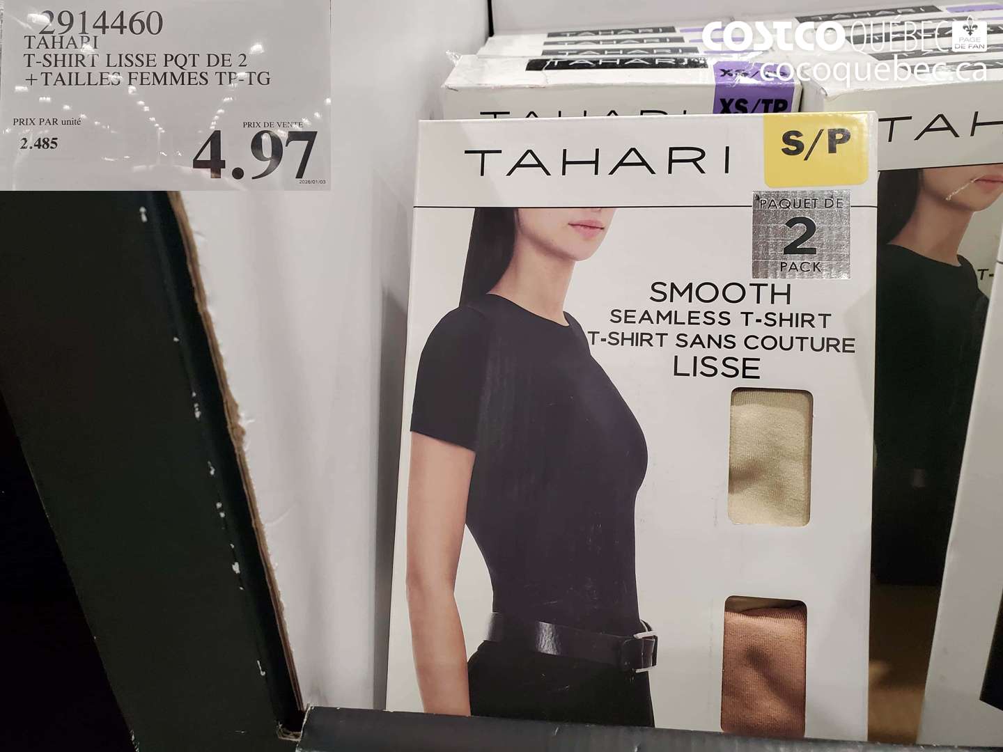 2914460 TAHARI T-SHIRT LISSE PQT DE 2 + TAILLES FEMMES TP-TG $4.97