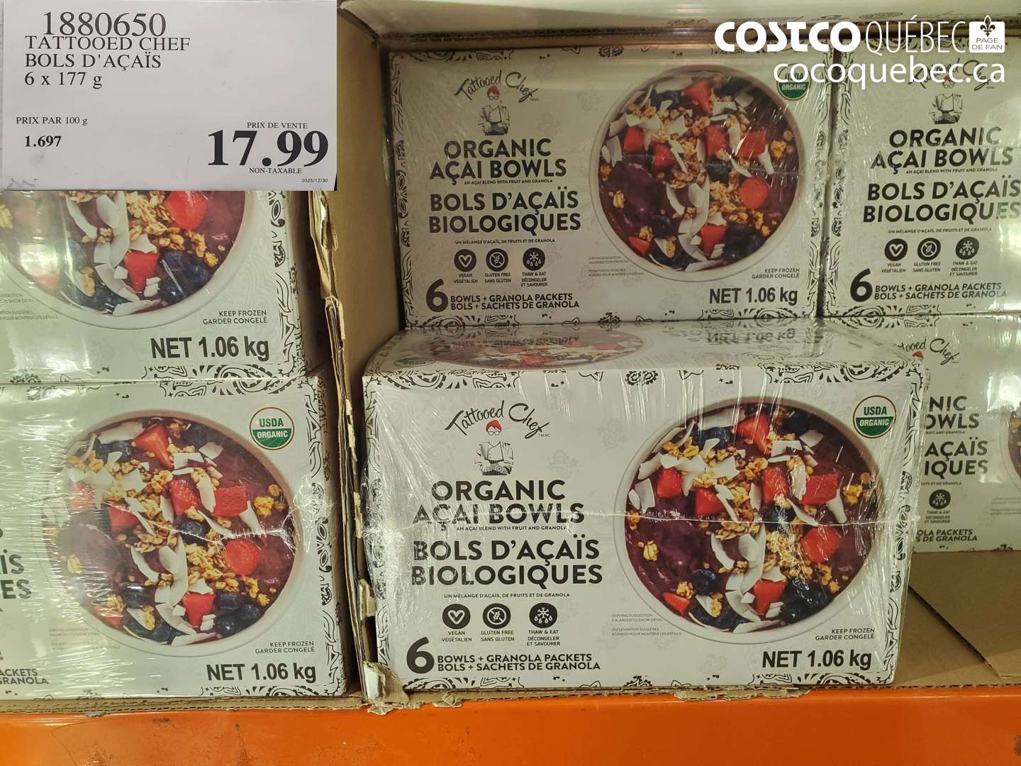 1880650 TATTOOED CHEF BOLS D'ACAIS 6 x 177G $17.99