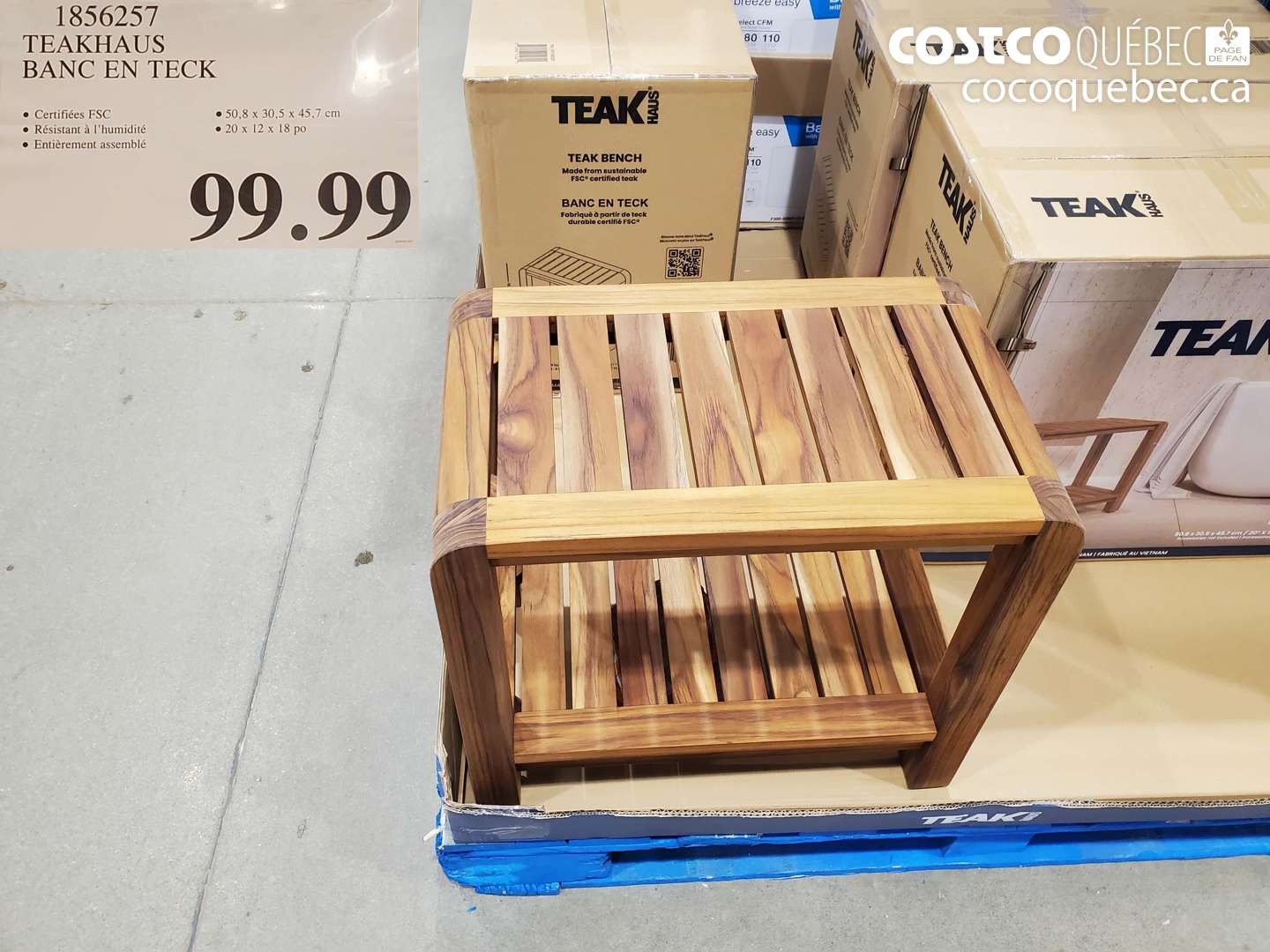 1856257 TEAKHAUS BANC EN TECK CERTIFIEES FSC  $99.99