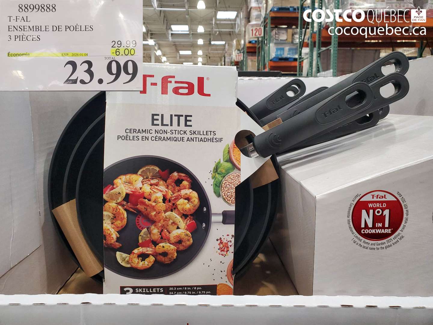 8899888 T-FAL ENSEMBLE DE POÊLES 3 PIÈCES ($6.00 INSTANT SAVINGS EXPIRES ON 2026-01-04) $23.99