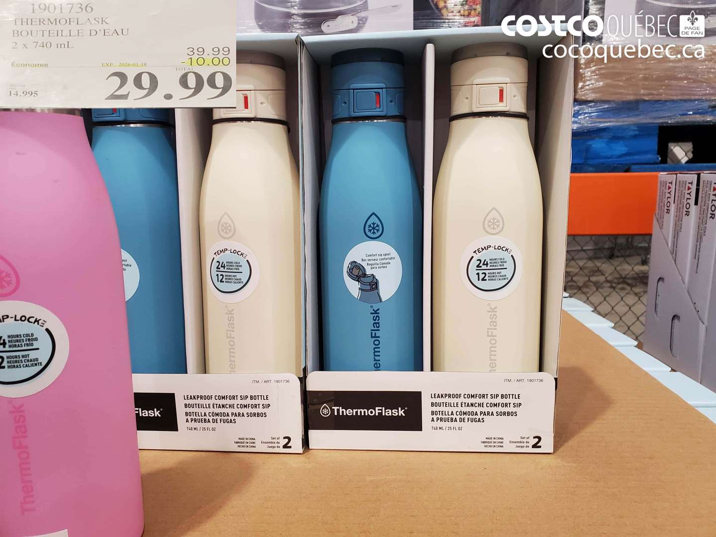 1901736 THERMOFLASK BOUTEILLE D'EAU 2 x 740 mL ($10.00 INSTANT SAVINGS EXPIRES ON 2026-01-18) $29.99